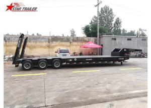 Wholesale 60-100 Tons Goosneck Hydraulic Low Bed Trailer 4mm Checked Steel Platform from china suppliers