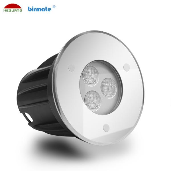 Mini 3W Led Ground Lights 316L Stainless Steel Tempered Glass Cover External