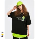 Street Personality Fun Cactus Print Short Sleeve T Shirt Loose 210g