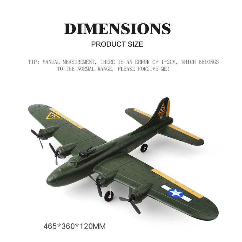 4 Channels Fx817 Remote Control Foam Aircraft Fixed Wing Model Glider B17 Bomber Toy Aircraft Package Includes USB Cable