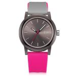 Pink Color Silicone Bracelet Watch Waterproof With Auto Date And Mineral Glass