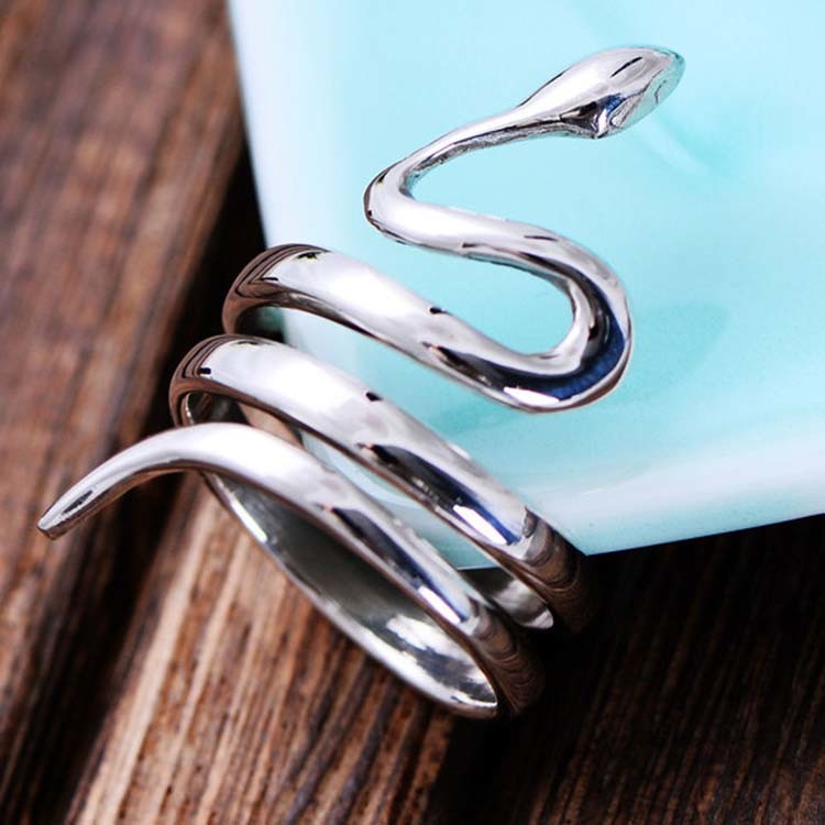 Sterling Silver Snake Wrap Ring Plain Polished Wide Women Jewelry(058262)