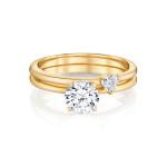 Trendy Jewelry Yellow Solid Gold Moissanite Engagement Ring Set Heart Cut