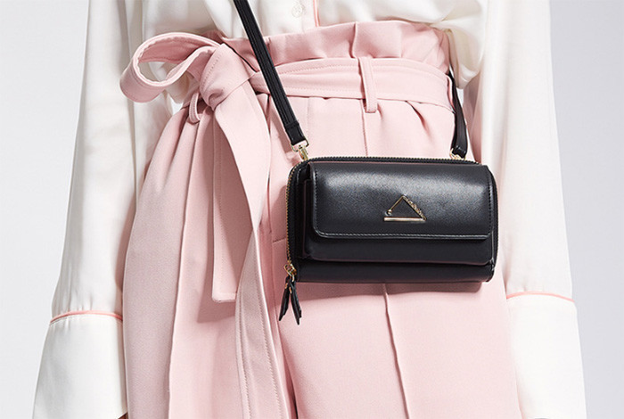 Solid Color Diagonal Shoulder Bag Mini Wallet With Fashion Triangle Hardware
