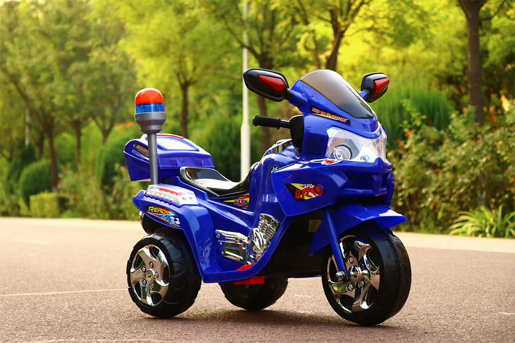 Big Seat Children's Electric Motorcycle with Music Lamp Police Bike Classical Style
