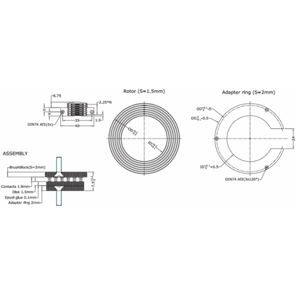 Customized PCB Pancake Slip Ring Supporting Multi Channel Hybrid Transmission