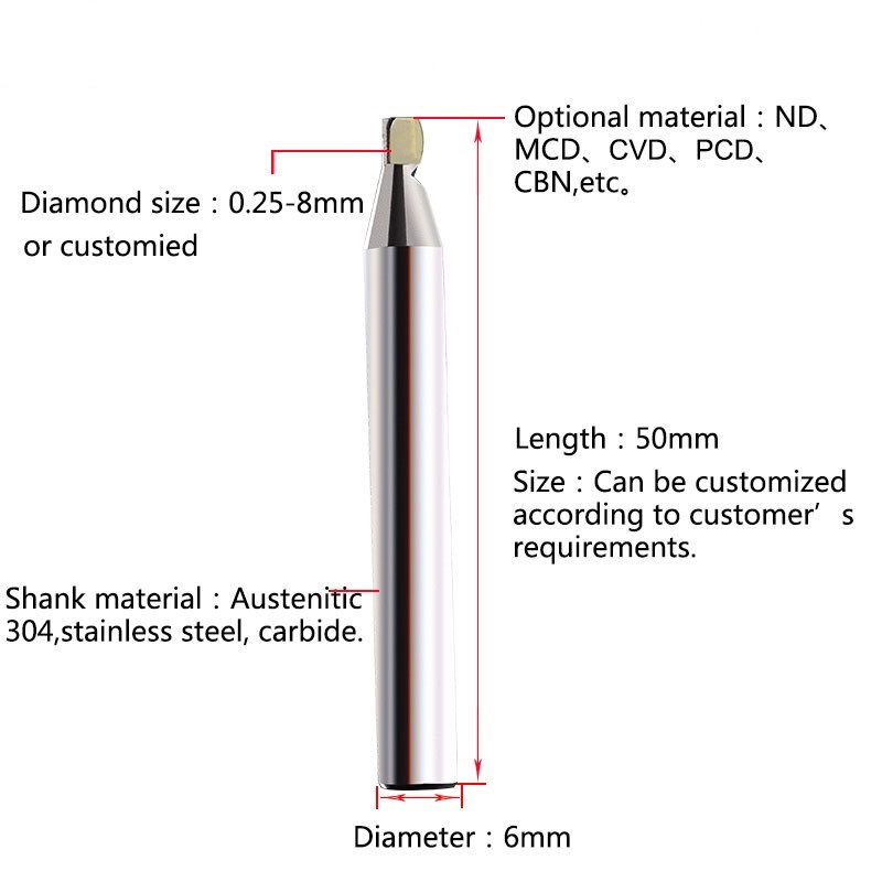 Carbide Shank CV CNC Diamond Tools Milling Cutter For Polishing