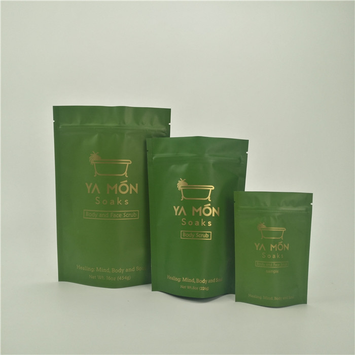 Stand Up Doypack Aluminum Foil k Packaging Bags 8oz 16oz Body Scrub Soak Packing