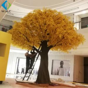 China Eco Friendly Plastic Yellow Ginkgo Biloba Tree , Fake Ginkgo Tree Leaves on sale
