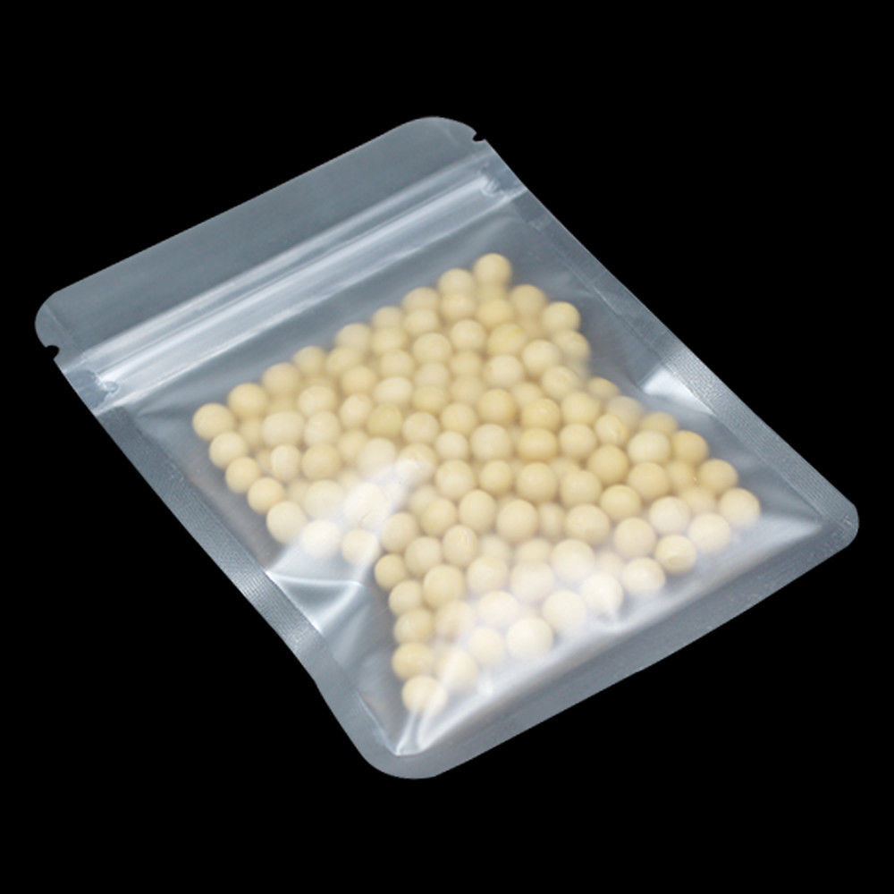 Resealable Flat Food Packing Pouch Zipper Matte Clear Zip Lock Plastic Bag