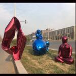 Large metal Garden colorful painting stainless steel figure sculpture,Stainless