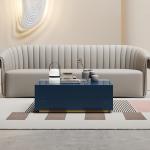 Fancy Blue Rectangle SS Coffee Table Stone Top For Outdoor