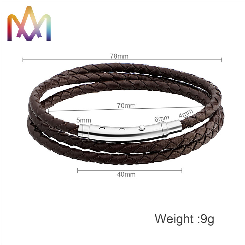 OEM Multi Layer Braided Leather Bracelet With Magnetic Clasp