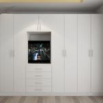 Modern Wood Furniture Bedroom Set Walk In Closet , Custom High Gloss Wardrobe