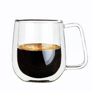 Wholesale 12oz Clear Glass Coffee Mug Double Wall Insulated Glasses from china suppliers