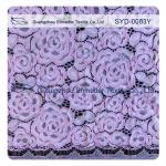 Purple Dyeing Stretchy Corded Lace Fabric Plus Size Wedding Gown