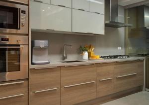 Wholesale 3500mm Modern Brown Cabinet Kitchen L Shaped Pantry For Apartment Villa from china suppliers