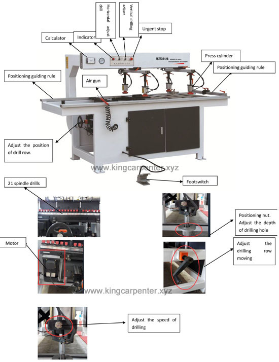 MDF board 2 Rows cabinet Boring Machine each line has 21 bits