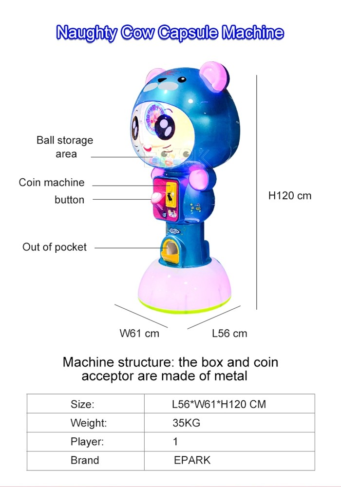 Arcade Prize Gashapon Vending Machine Cute Naughty Cow Capsule Machine