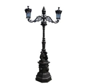 Wholesale Outdoor Decorative Antique Cast Iron Street Lamp Post Round Two Classical Light Pole from china suppliers