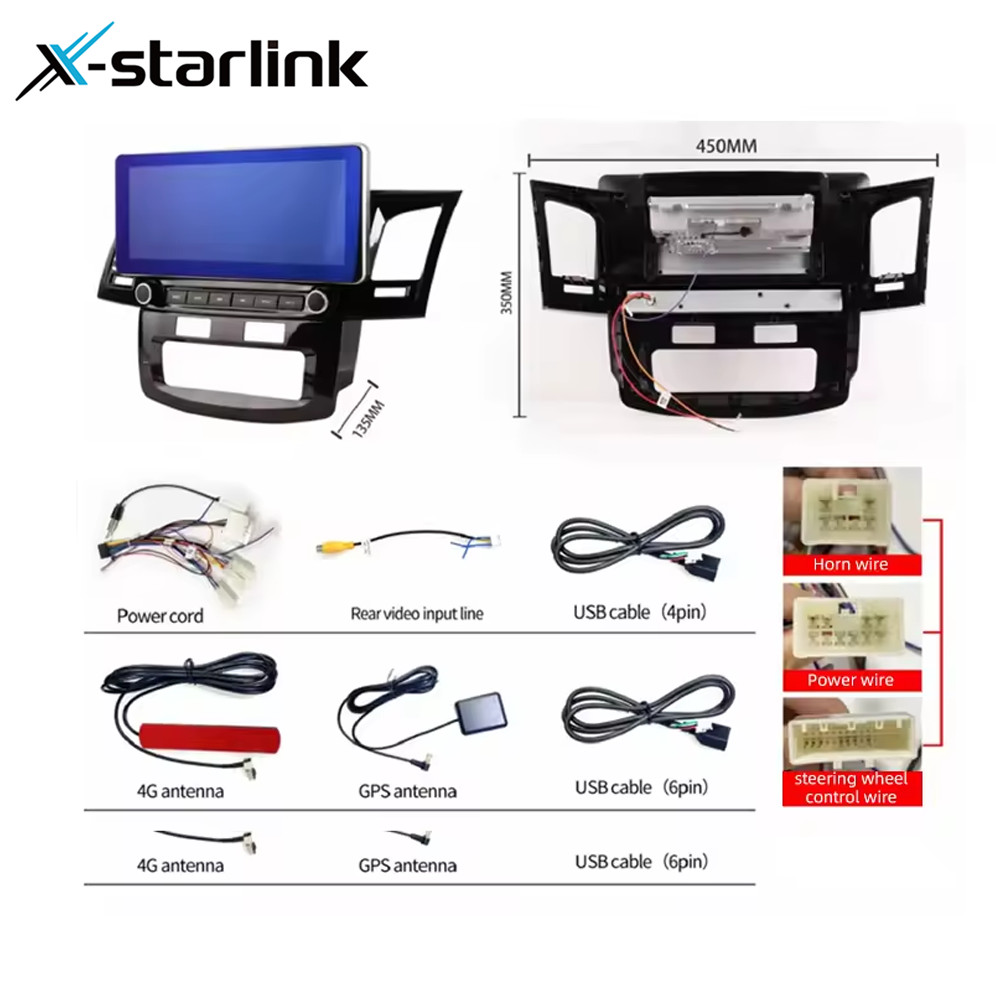 12.3 Inch Android Car Radio For Manual AC Toyota Fortuner/Hilux 2009-2015