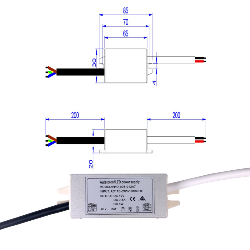 CE UKCA SAA Waterproof Electronic LED Driver 12w 12 Volt Power Supply 0.5a