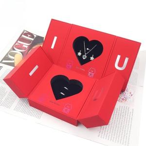 Wholesale 2024 Custom Valentine's Day Gift Packaging Jewelry Red Heart Folding Paper Box Customized Logo from china suppliers