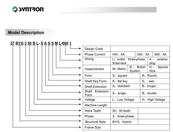 China syntron Three-Phase Hybrid Stepping Motors 57 Series,57BYG350BL-SASSML-0601,57BYG350CL-SASSML-0601