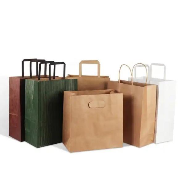 Sustainable Custom Color Food Takeaway Packaging Kraft Paper Bag with Handle