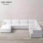 Modern Fabric Canape Couch White L Shaped Sofa Living Room Furniture