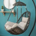 Metal Lazy Balcony Rocking Chair Family Hanging Basket Rattan Chair Swing for