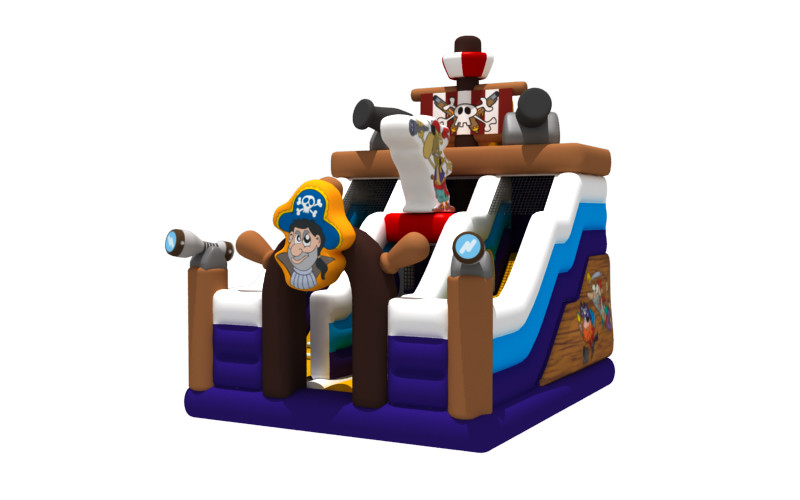 Fireproof Inflatable Bouncer Children Bounce House Pirate Theme With Slide Funny For Party