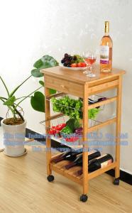 Wholesale bamboo multilayer dining car, the wooden hotel dining car, wooden dish rack from china suppliers