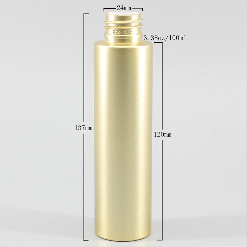 Cylinder 24mm Gold Smooth 3.38oz PET Plastic Bottle