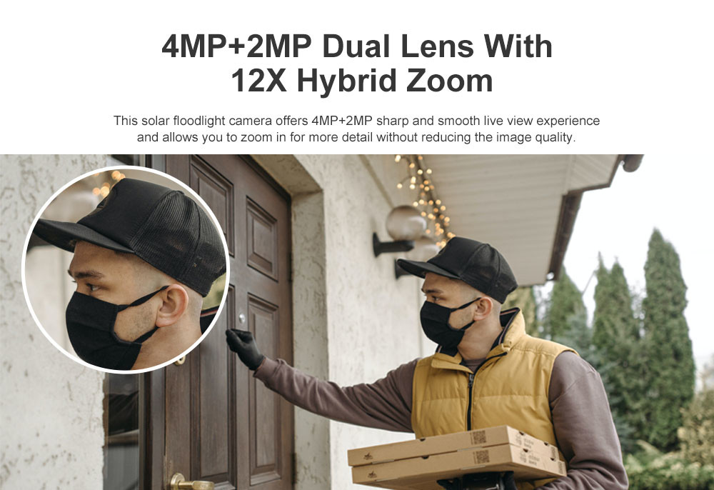 2.4Ghz WiFi Solar Security Camera 6MP Dual Lens 1200 Lumens 120W