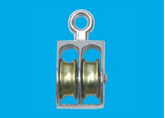 nickle plated fixed eye us type pulley with double wheels