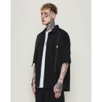 180gsm Spring Summer Striped Men Shirts Ribbons Patchwork Poplin Loose Lapel