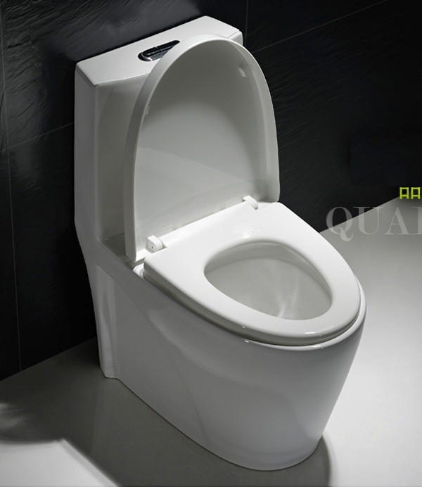 Low Profile One Piece Elongated Toilet Commode Fully Glazed Siphon Jet Flush