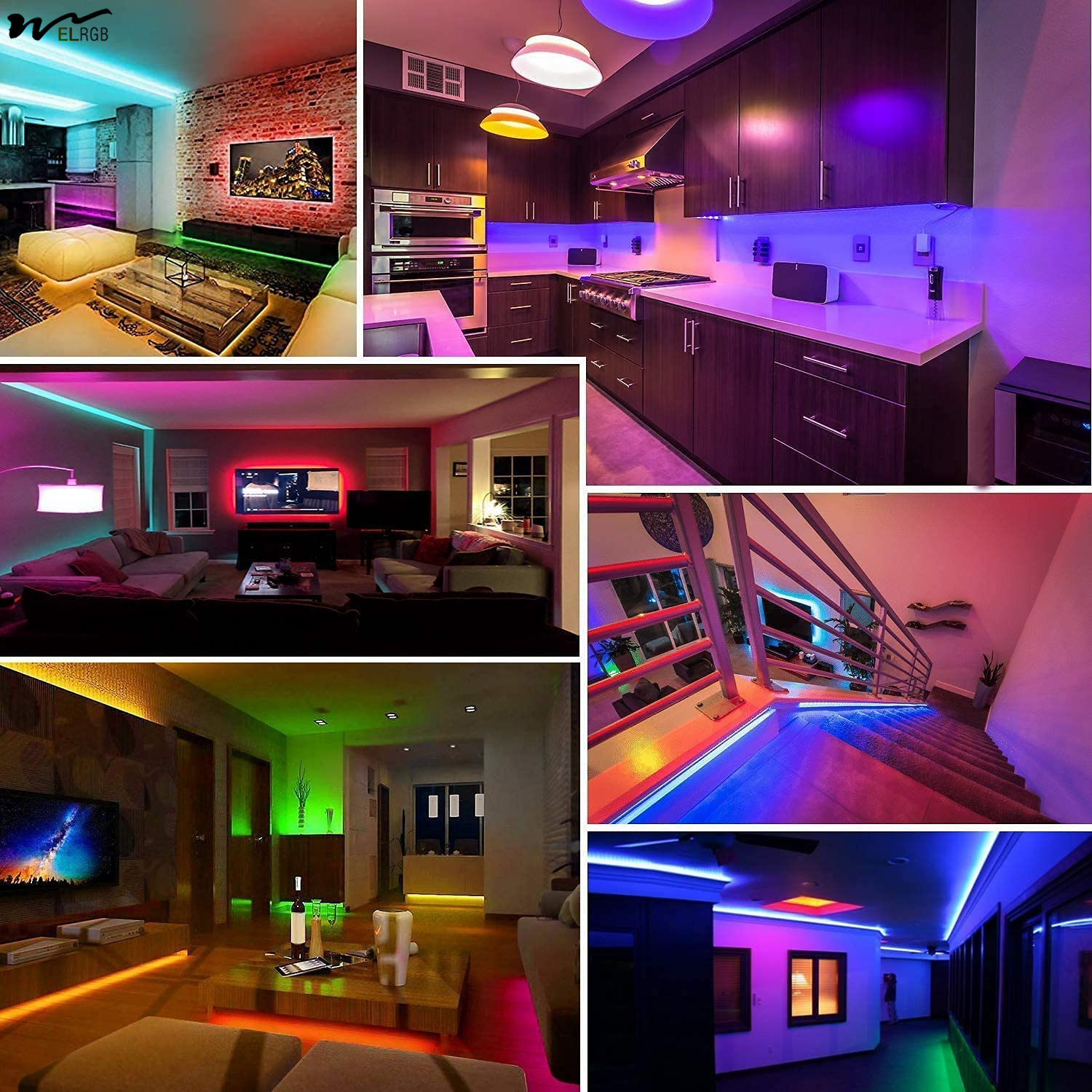 Bluetooth Smart APP Control and Auto CAD Layout 50ft LED Strip Lights for Bedroom
