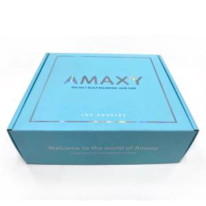 Wholesale Blue Corrugated Cardboard Package Boxes 300gsm Gold Foil Stamping from china suppliers