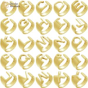 Wholesale Gold Plated Adjustable Initial Letter Ring Custom Alphabet Chunky Jewelry from china suppliers