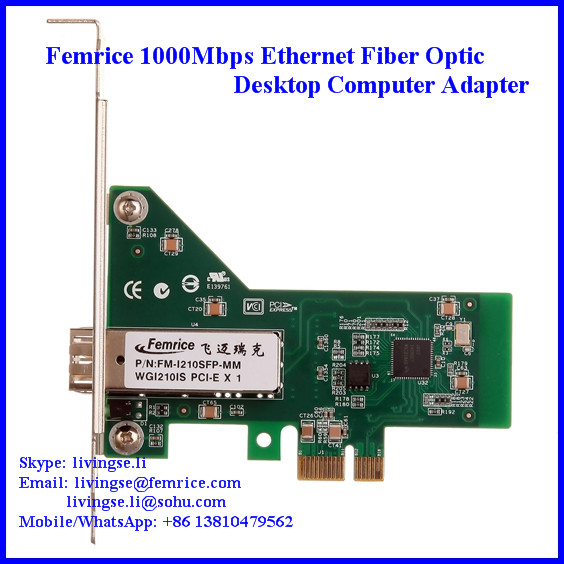 1 Gbps Ethernet Fiber to the Desktop PC Network Adapter, SFP Slot, PCI Express x1 NIC Card