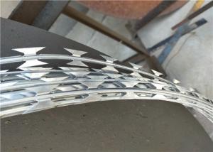 Wholesale Concertina Razor Barbed Wire , 304 Stainless Steel Razor Wire Army Security Barriers from china suppliers