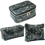 3 Packs Marble PU Cosmetic And Toiletry Bags For Women