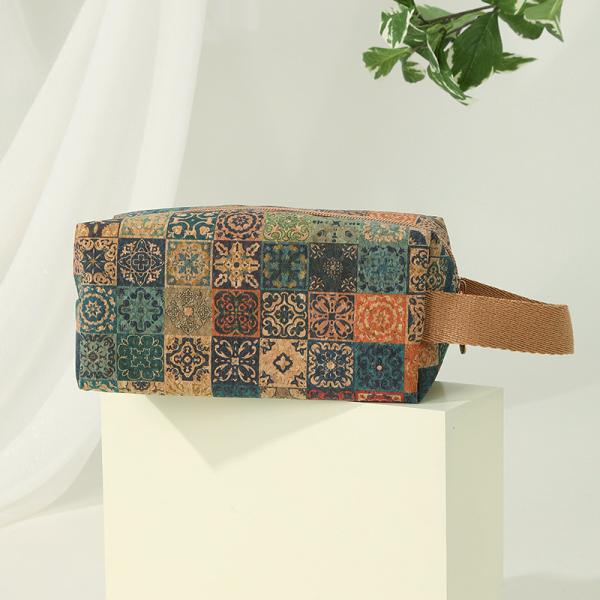 VINTAGE TRUE WOOD PRINT CORK COIN PURSE BARK PRINT COIN BAG KEY SMALL SQUARE BAG