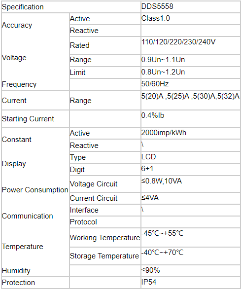 Small Size DDS5558 Single Phase Energy Meter