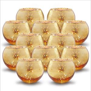 Wholesale Speckled gold Round Mercury Glass Votive Candle Holders from china suppliers