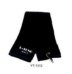 Wholesale 100% cotton black golf sports towel with hook and customized logo for promotion from china suppliers
