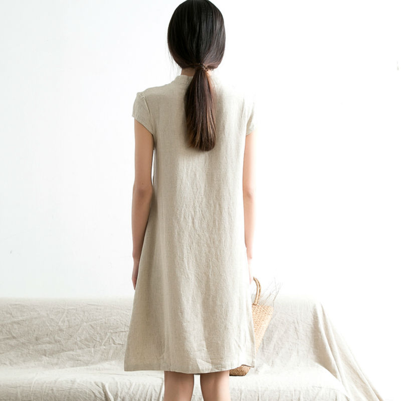 2016 New Ladies Hot Sale Plus Size Linen Dress Manufacturer In China