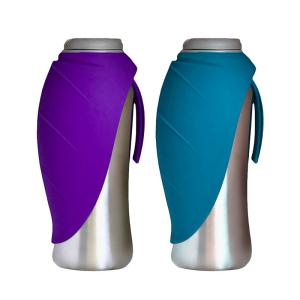 Wholesale Silicone Leaf Shaped Bowl Portable Pet Water Bottle Stainless Steel Puppy Hot Water Bottle from china suppliers